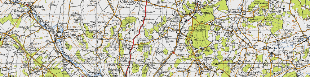 Old map of Woodside in 1945