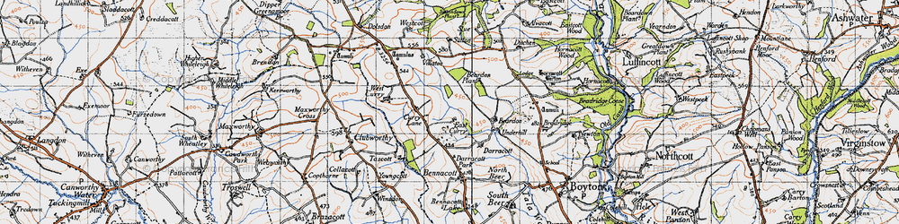 Old map of Beardon Plantn in 1946
