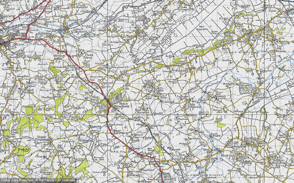 Old Map of Curry Mallet, 1945 in 1945