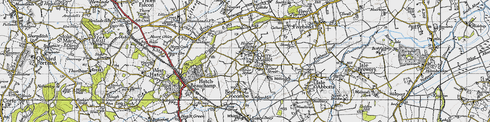 Old map of Curry Mallet in 1945
