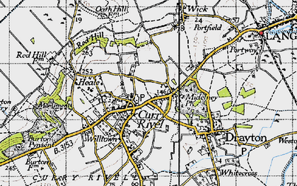 Old map of Curry Rivel in 1945