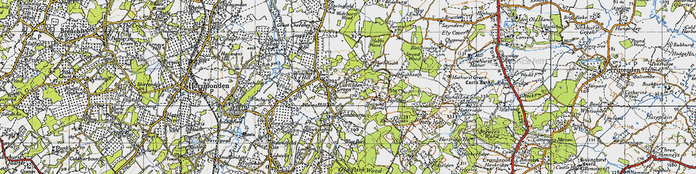 Old map of Round Green in 1940