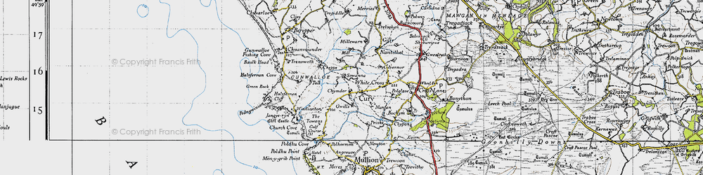 Old map of Cury in 1946