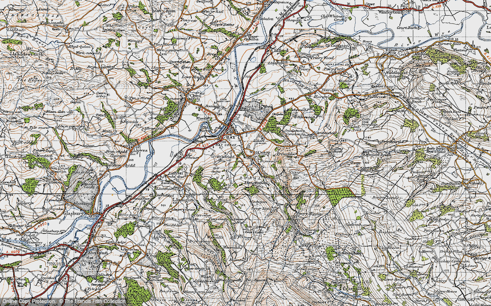 Old Map of Historic Map covering Brynmelin in 1947