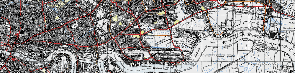Old map of Custom House in 1946