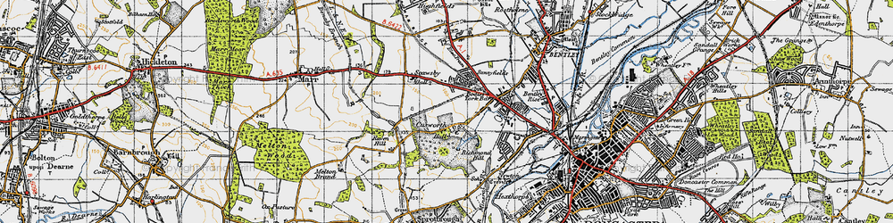 Old map of Cusworth in 1947