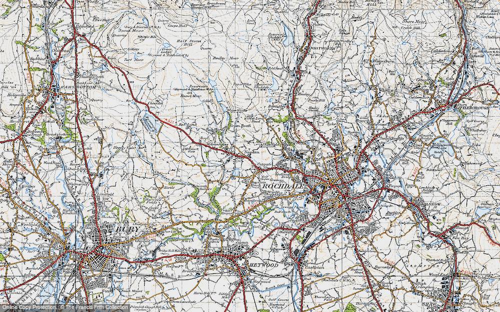 Old Map of Cutgate, 1947 in 1947
