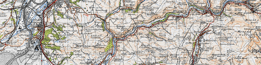 Old map of Afan Argoed Forest Park in 1947