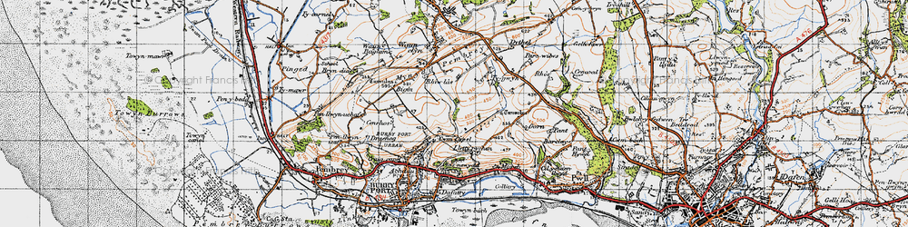 Old map of Cwm Capel in 1946