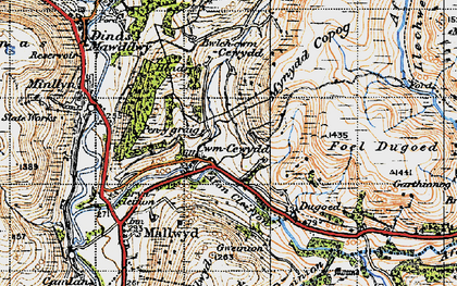 Old map of Braich-llwyd in 1947
