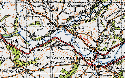 Old map of Cwm-cou in 1947
