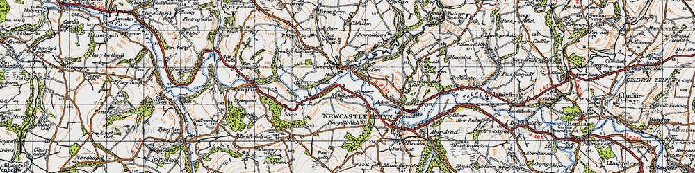 Old map of Cwm-cou in 1947