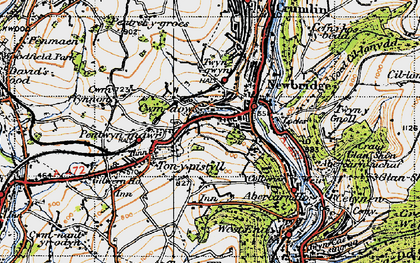 Old map of Cwm Dows in 1947