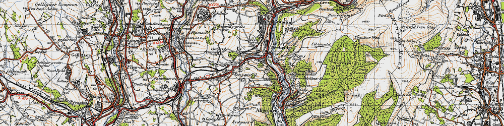 Old map of Cwm Dows in 1947