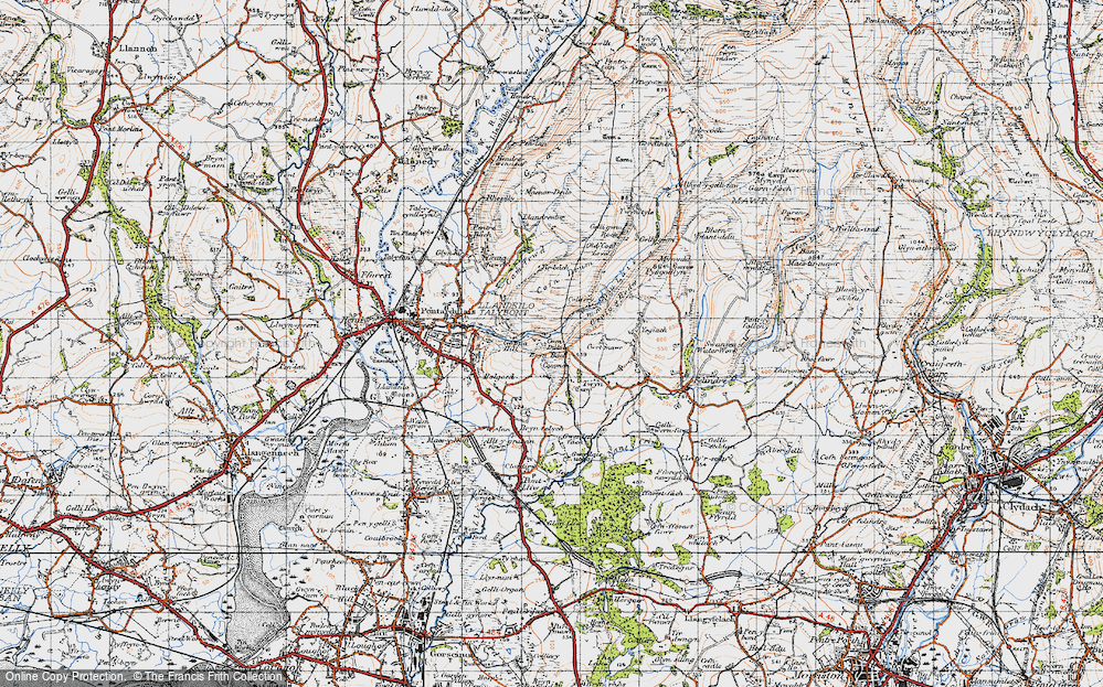 Old Map of Historic Map covering Bryn-bach-Common in 1947