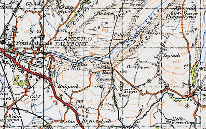 Old map of Cwm Dulais in 1947