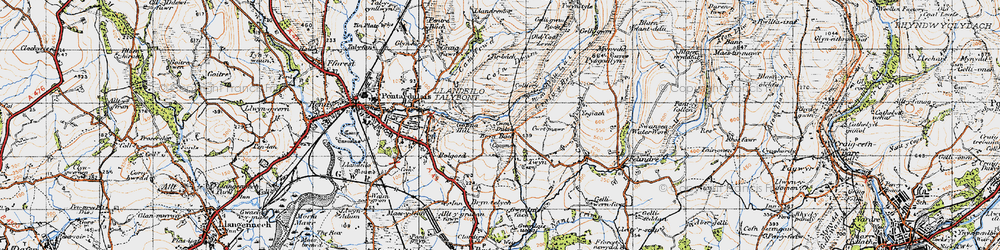 Old map of Bryn-bach-Common in 1947