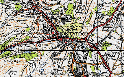 Old map of Cwm-Fields in 1947
