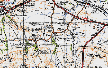 Old map of Cwm-hwnt in 1947