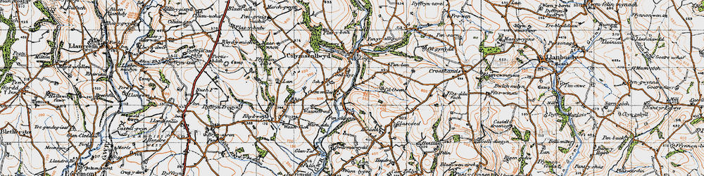 Old map of Afon Taf in 1946