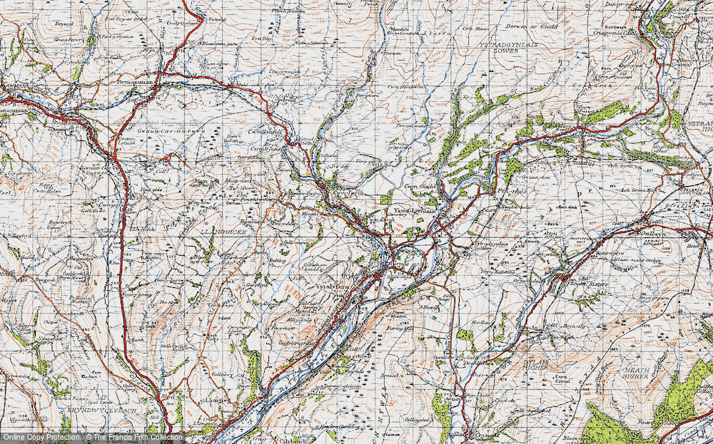 Old Map of Cwm-twrch Isaf, 1947 in 1947