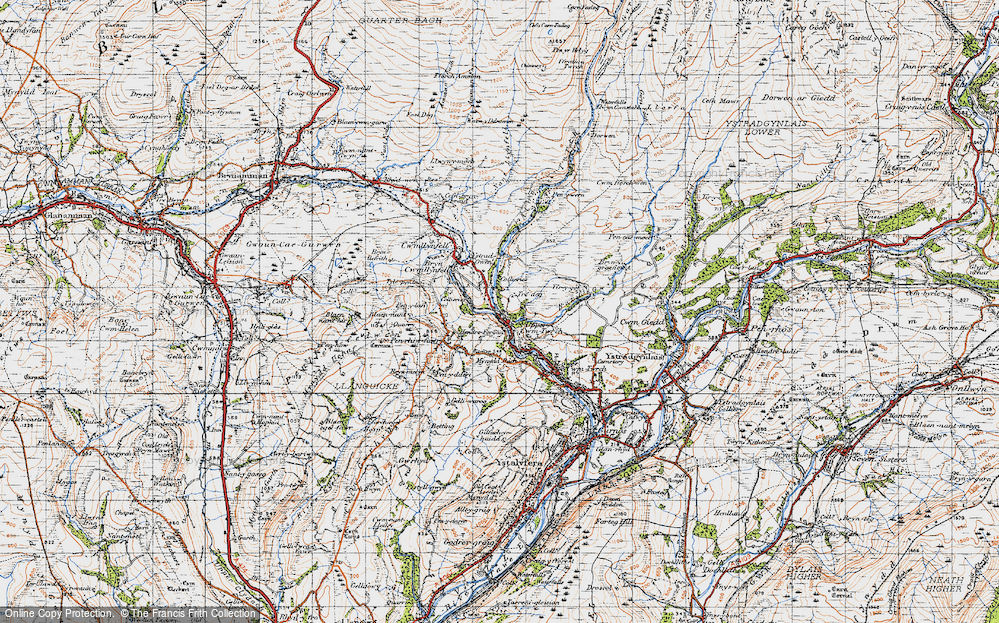 Old Map of Cwm-twrch Uchaf, 1947 in 1947