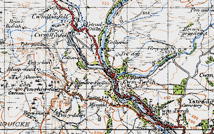 Old map of Cwm-twrch Uchaf in 1947