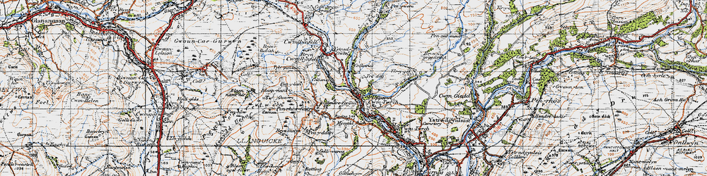 Old map of Cwm-twrch Uchaf in 1947
