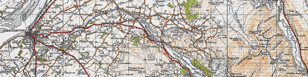 Old map of Cwm-y-glo in 1947