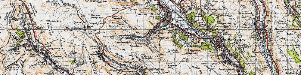 Old map of Cwmaman in 1947