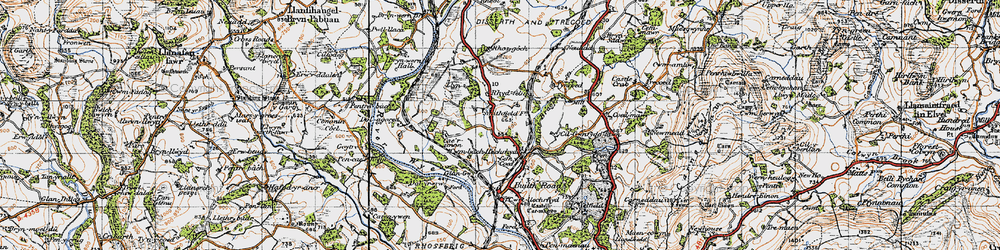 Old map of Cwmbach Llechrhyd in 1947