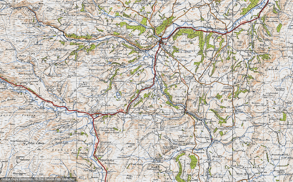 Old Map of Historic Map covering Ystradolwyn Fawr in 1947
