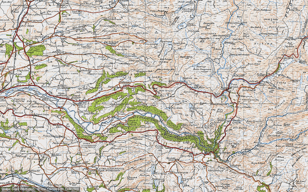Old Map of Historic Map covering Bwa-drain in 1947