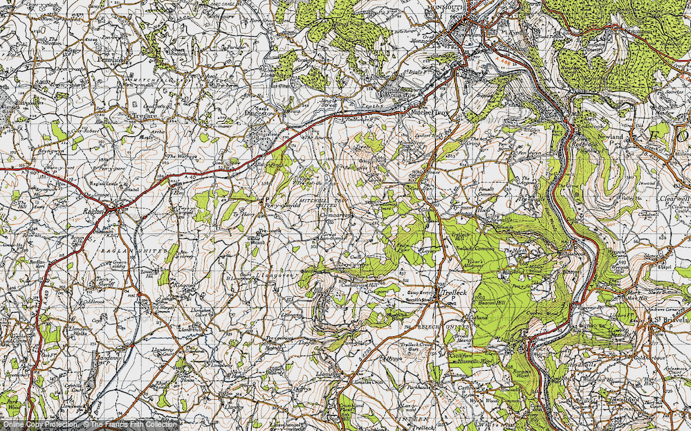 Old Map of Historic Map covering Bailey Glace in 1946
