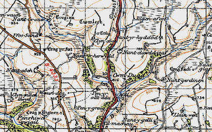 Old map of Afon Bele in 1946