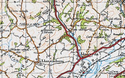 Old map of Cwmdwr in 1947