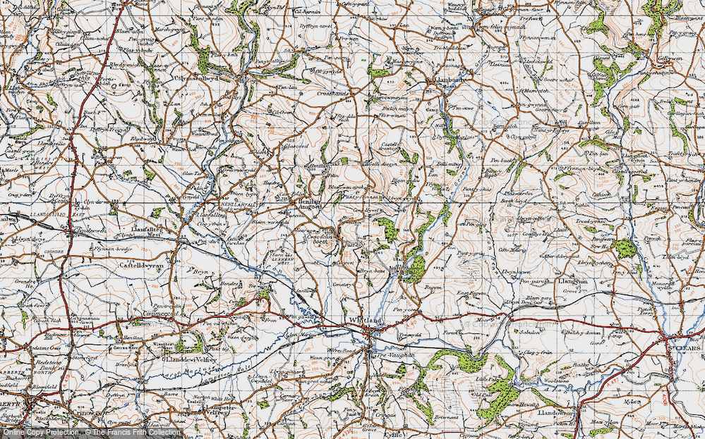 Old Map of Historic Map covering Bryngwelltyn in 1946