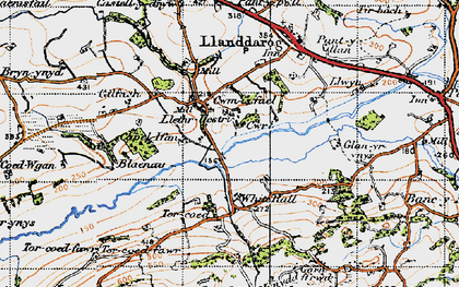 Old map of Cwmisfael in 1946