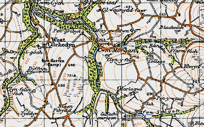 Old map of Afon Sylgen in 1947