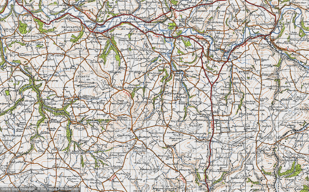 Old Map of Historic Map covering Blaen Bran in 1947