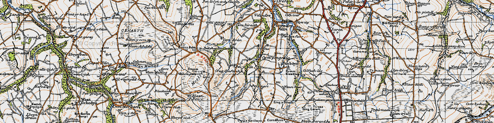 Old map of Blaen Bran in 1947