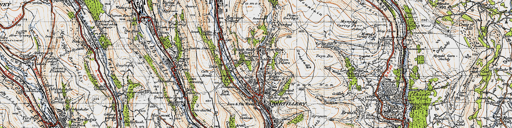 Old map of Cwmtillery in 1947