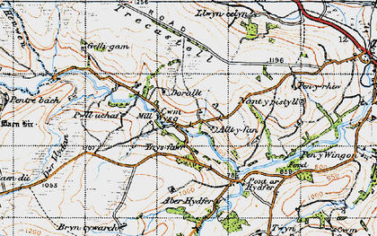 Old map of Aberhydfer in 1947