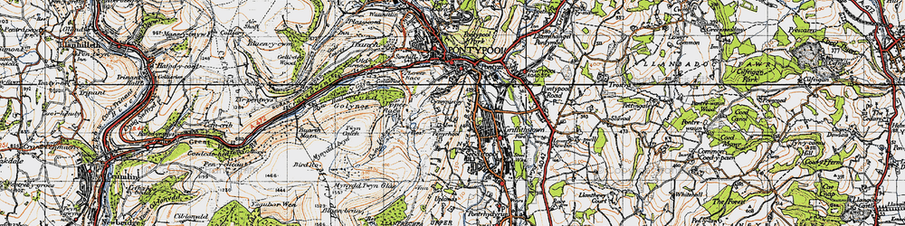 Old map of Cwmynyscoy in 1947
