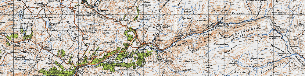 Old map of Llyn Uchaf in 1947