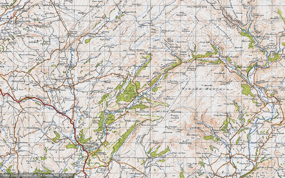 Old Map of Historic Map covering Afon Fanagoed in 1947