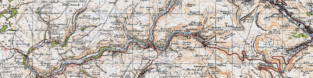 Old map of Cymer in 1947