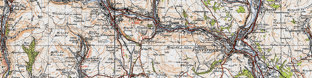 Old map of Cymmer in 1947