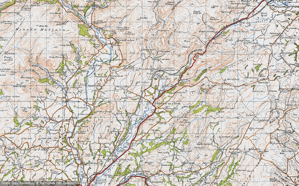 Old Map of Historic Map covering Afon Crychan in 1947