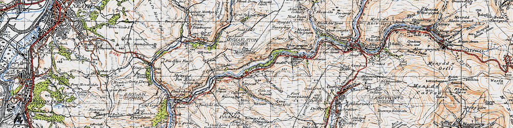 Old map of Afon Afan in 1947